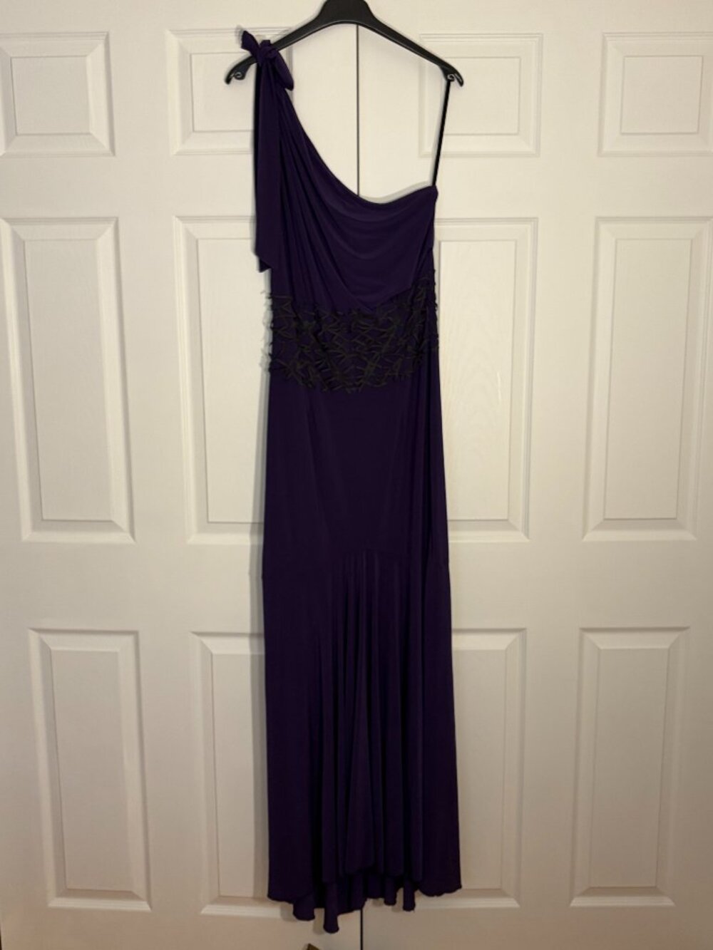 Romyda Keth Purple One Shoulder Beaded Evening Gown US 8